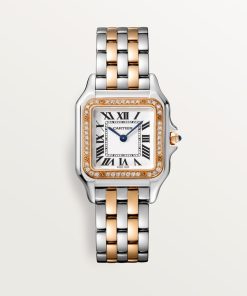Unworn Cartier Panthère de Cartier, Stainless Steel, 18k Rose Gold and Diamonds, 29mm x 37mm, Ref# W3PN0007, box and papers