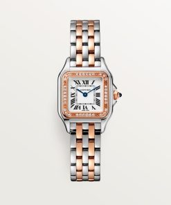 Unworn Cartier Panthère de Cartier, Stainless Steel, 18k Rose Gold and Diamonds, 22mm x 30mm, Ref# W3PN0006, box and papers