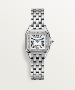 Unworn Cartier Panthère de Cartier Small, Stainless Steel, Diamonds, 23mm x 30mm, Ref# W4PN0016, box and papers